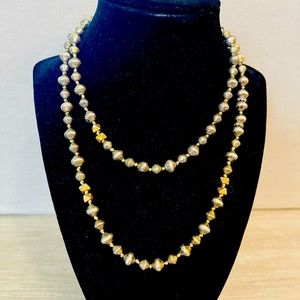 Stella & Dot Distressed Silver and Gold Beaded Necklace